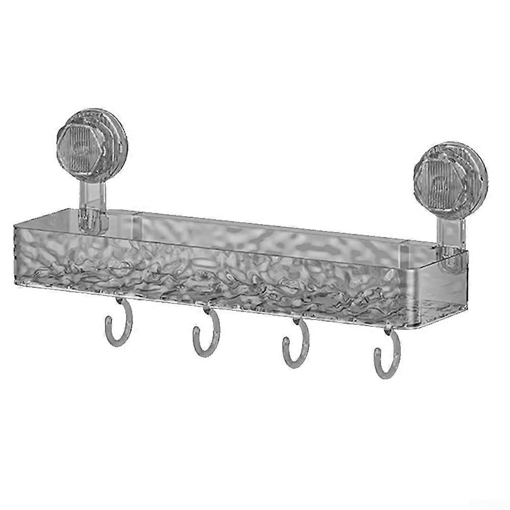 Wave Pattern Suction Cup Storage Rack For Tenants No-Drill Installation Easy Setup Translucent Grey