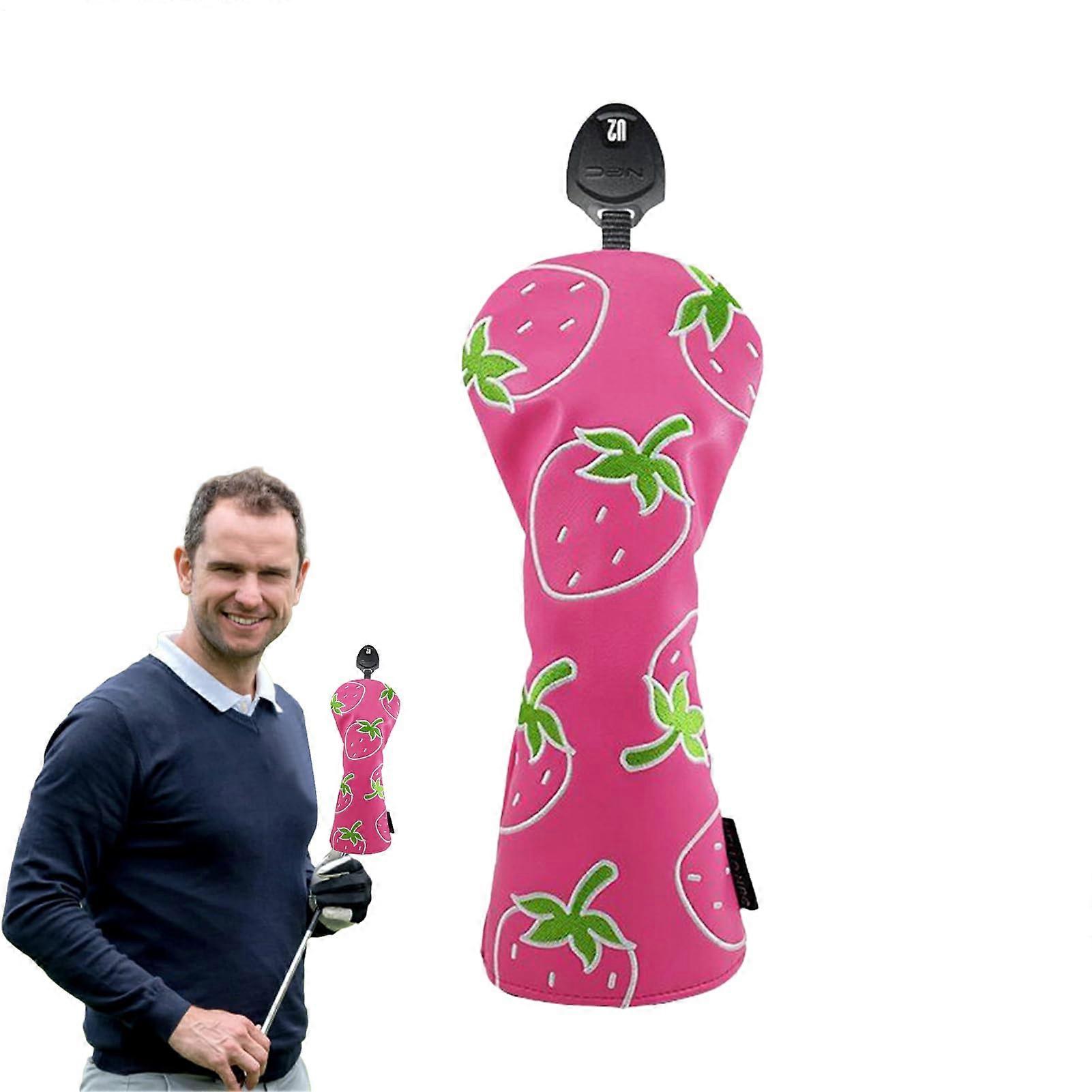 Golf Club Driver Headcover with Strawberry Design, Waterproof & Durable for Course and Training