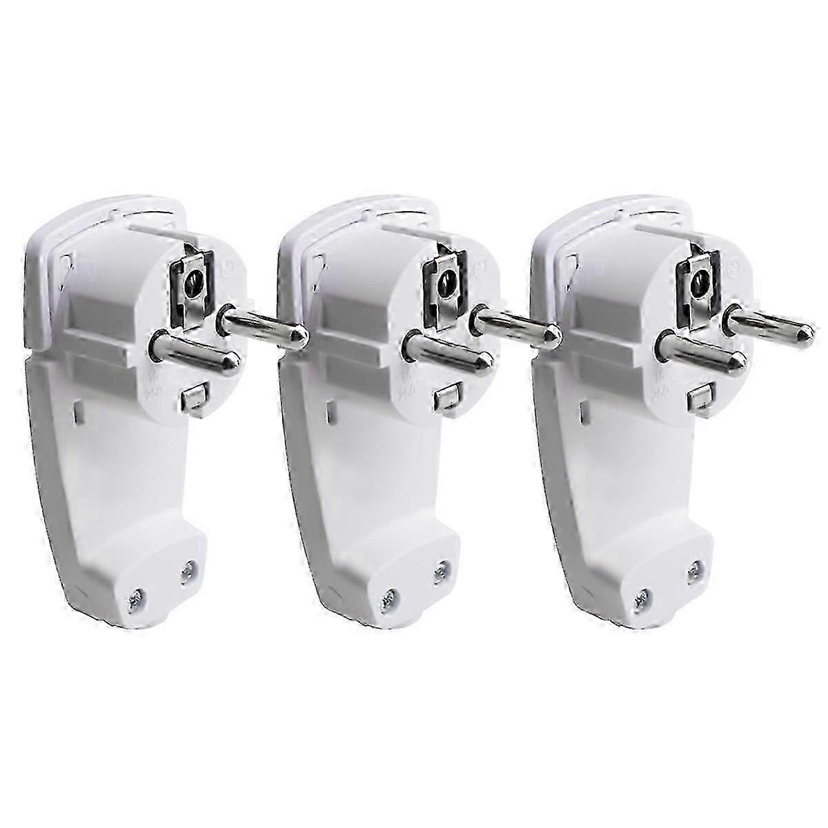 3Pcs Schuko Flat Angled Plug, 250 V (16 A), EU Plug Edition 0816