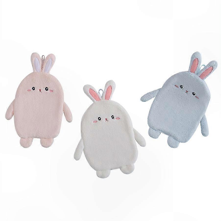 Set of 3 Loop Hand Towels - Adorable Rabbit-Shaped Bath and Kitchen Towels