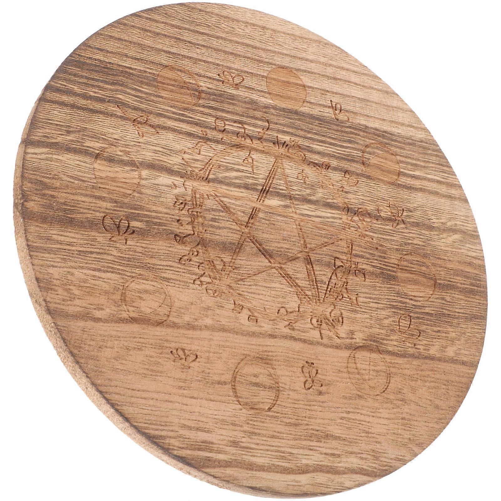 Rustic Wooden Candle Holder with Pentagram Design for Home Use Khaki .72x4.72x7.87 Inches