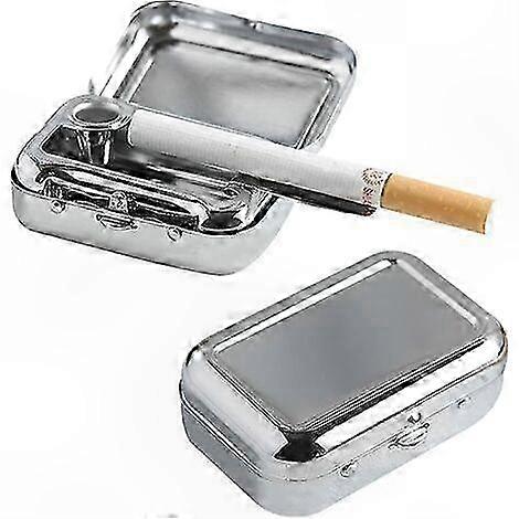 Mini Portable Metal Ashtray with Lid for Travel Odor-Free Cigarette Storage Solution