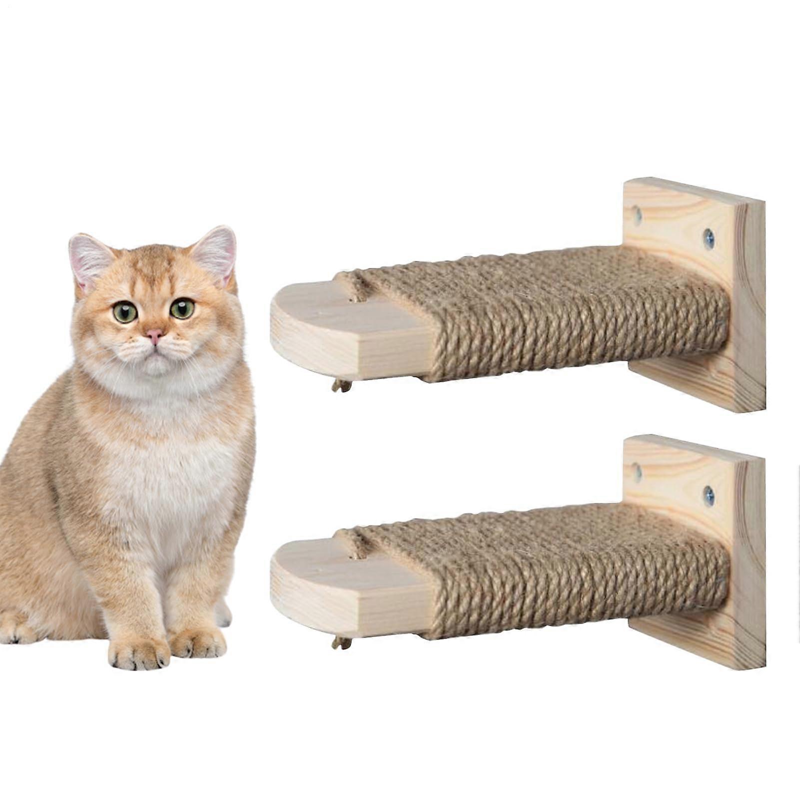 Cat Climbing Steps, Wooden Kitten Climbing Shelf, Set Of 2, SpaceSaving Indoor Ladders, Cage Mounted, Natural Wood