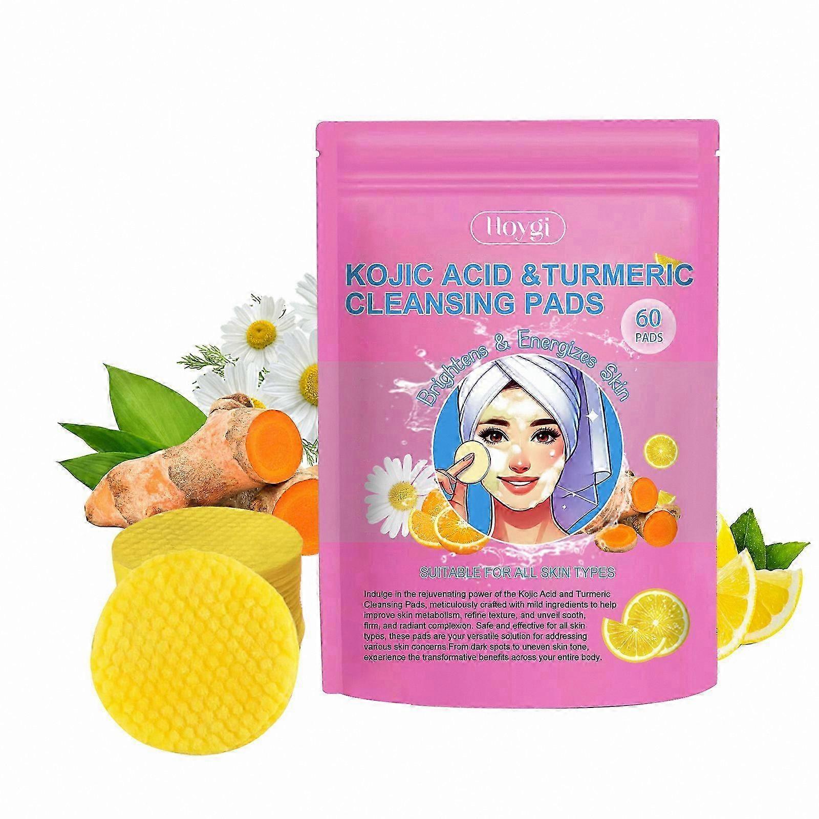 60 Count Exfoliating Cleansing Pads with Turmeric for Dark Spots Gentle Non-Irritating Facial Pads for All Skin Types
