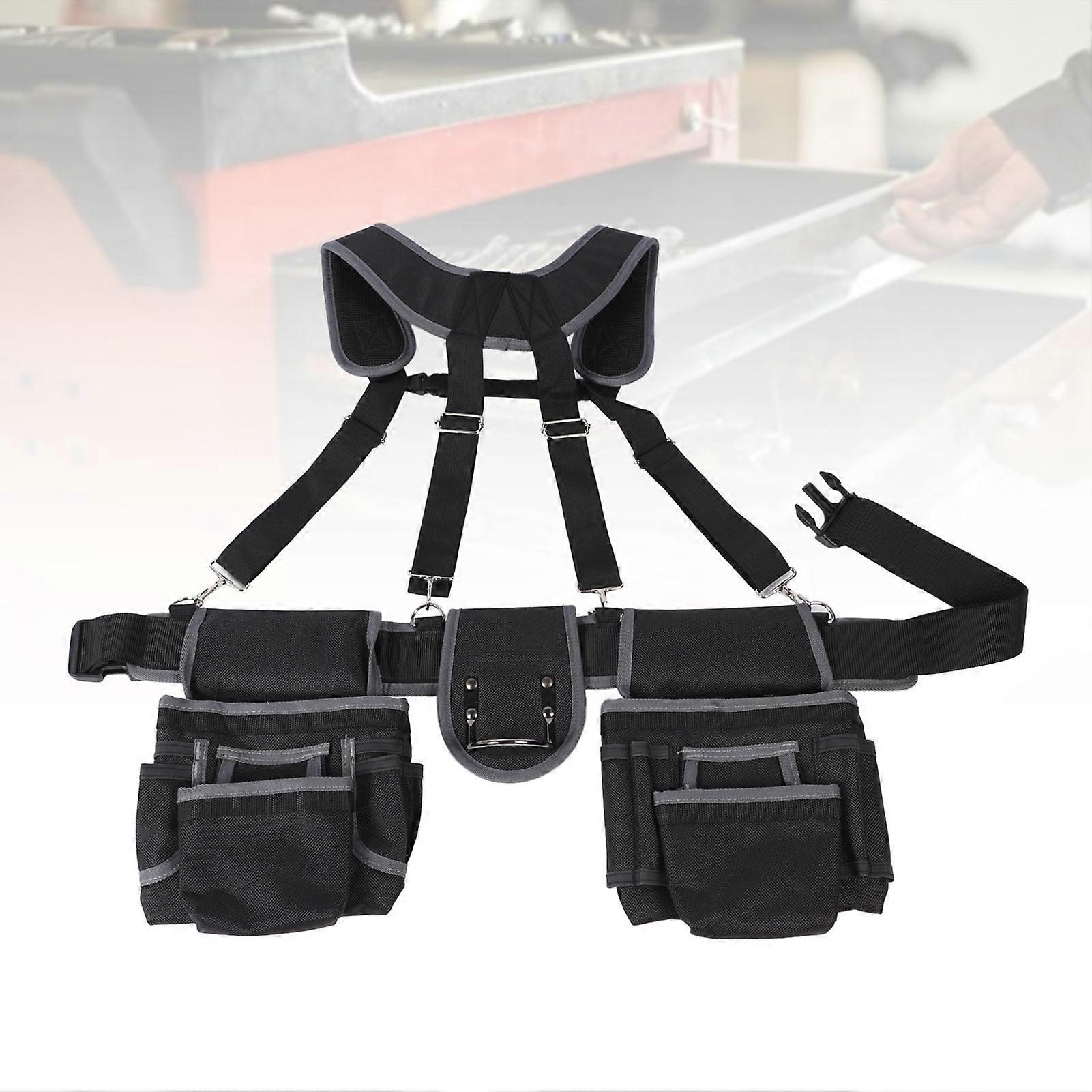 Electrician Tool Belt 12 Pockets 1680D Polyester Nylon with Strap