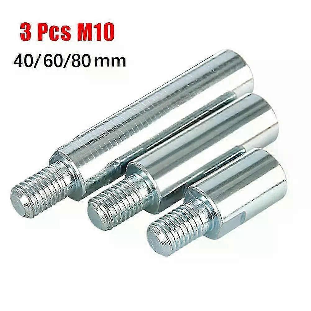 3pcs Angle Grinder Extension Connecting Rod 40/60/80mm M10 Thread Adapter Rotating Shaft For Stones Grinding Polishing