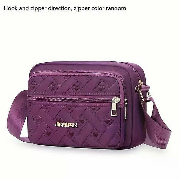 Multilayer solid-color shoulder bag with heart-shaped embroidery design, suitable for daily use