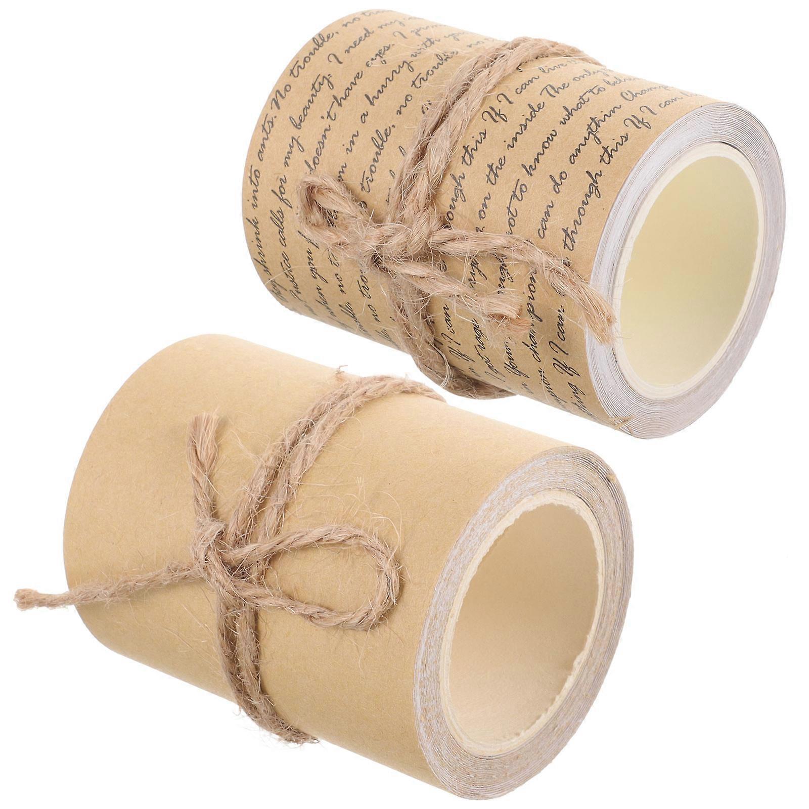 Washi Tape for DIY Crafts with Vintage Theme Khaki Paper Sticks Great for Scrapbooking 2 Rolls