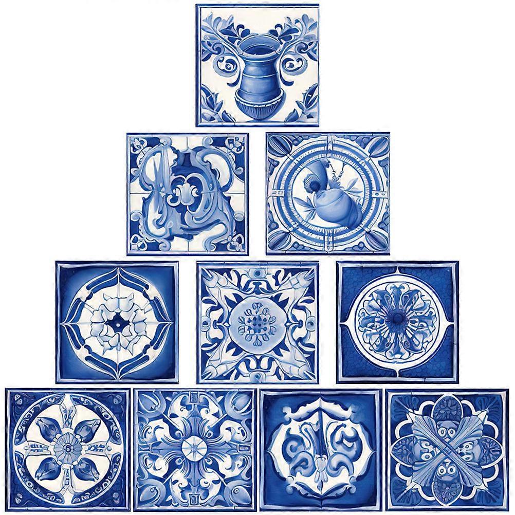 Floor Tile Sticker Stick and Peel Flooring with Moroccan Pattern 10Pcs