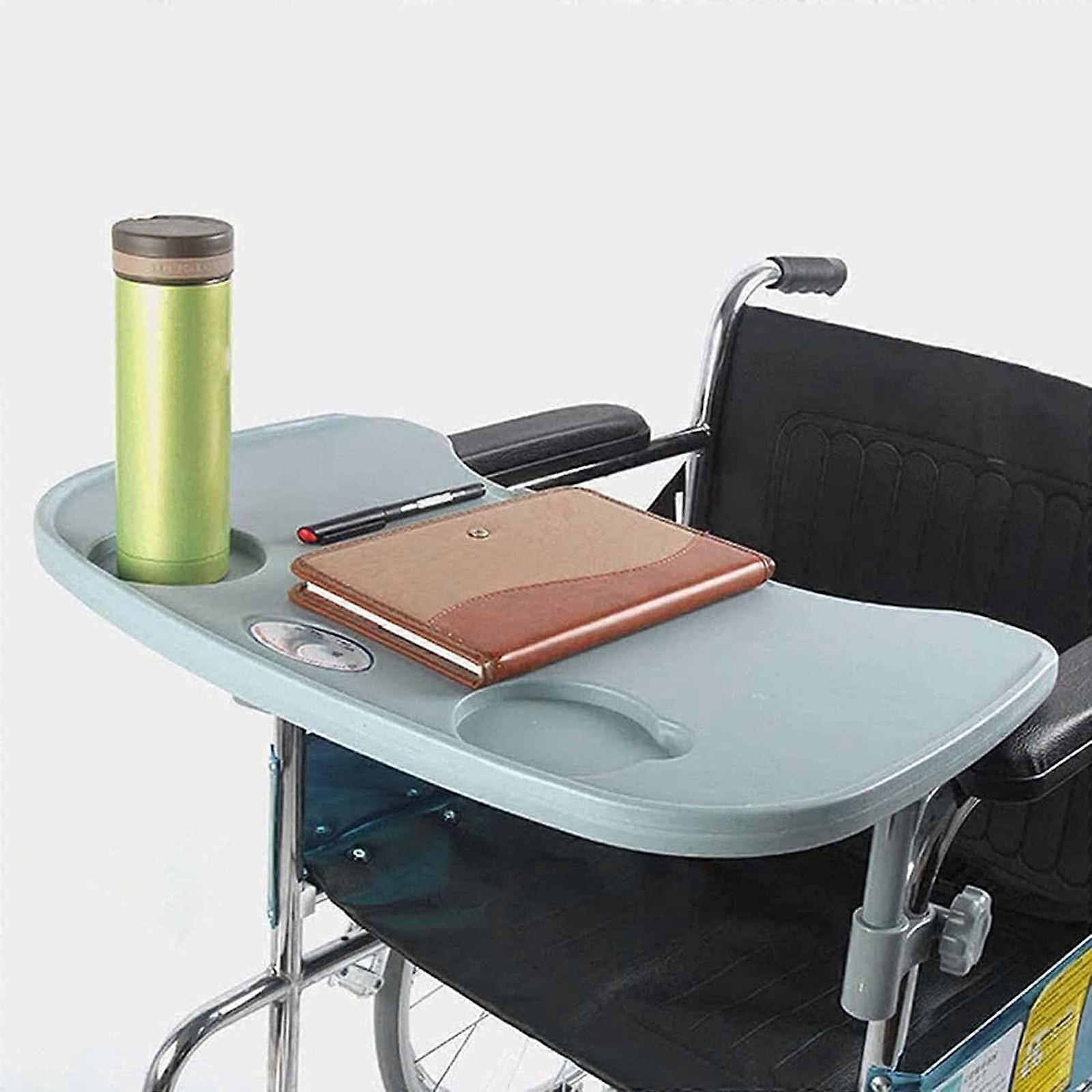 Wheelchair Lap Tray Table With 2 Cup Holders, Universal Tray Desk Fit For Manual Powered Or Electric Wheelchairs, Gray