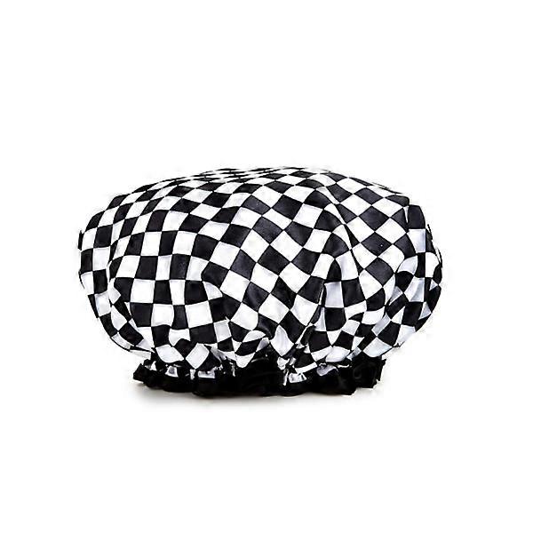 Shower cap, checkerboard pattern, women's, lined