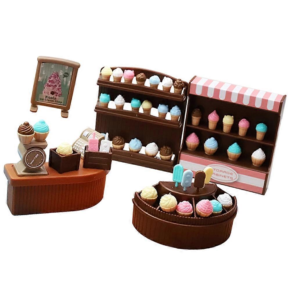 It sounds like you're describing or looking for a **miniature ice cream counter set** for a **dollhouse or miniature cake shop display**. These kinds