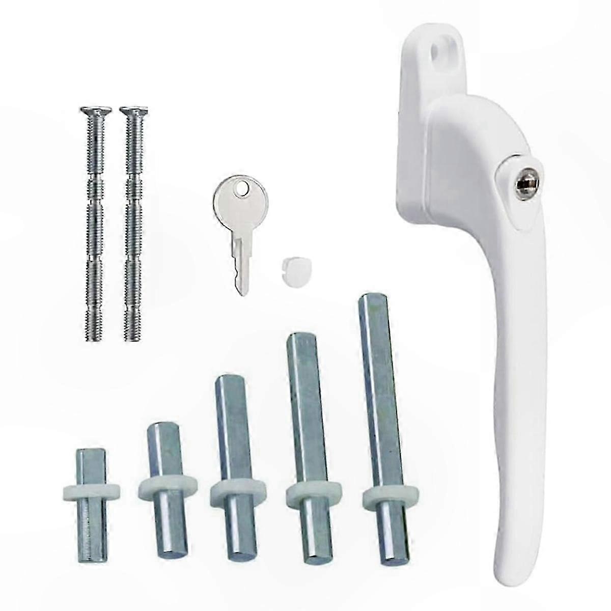 Universal White Window Handle with Key Lock, Flat Design for Double Glazing