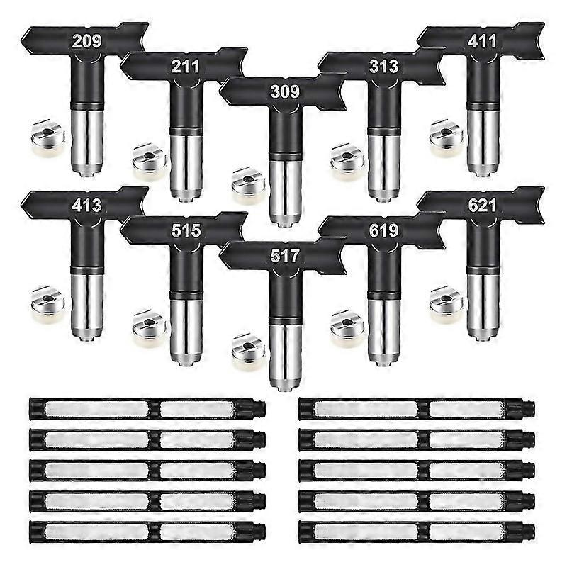 For 10 Pcs Tips Airless Paint Sprayer Nozzle Tip And 10 Pcs Airless Filter Paint For Sprayer Accesso