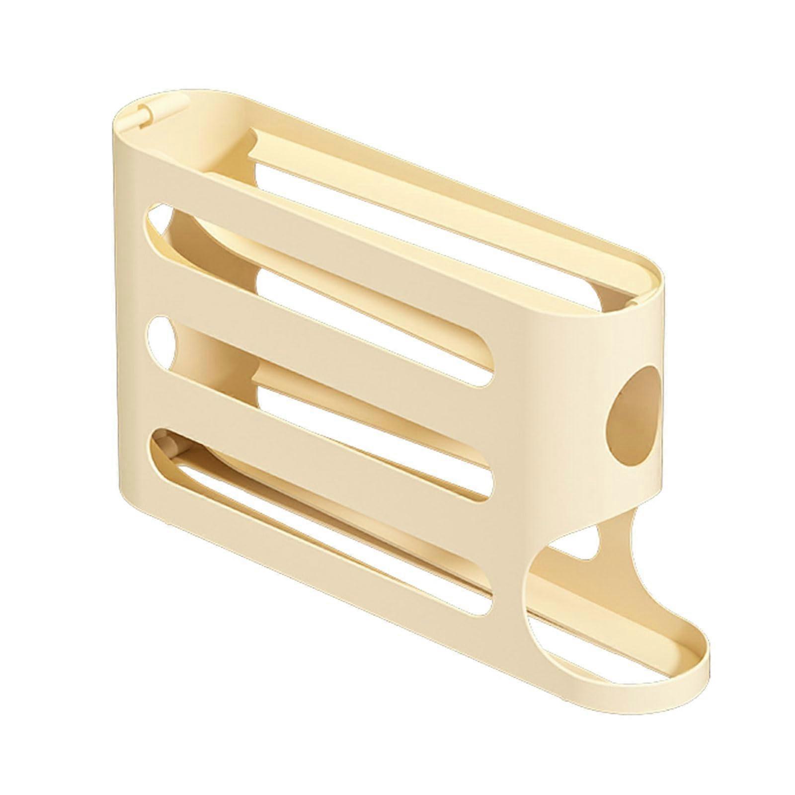 Eggs Holder For Fridge Door - 4-Layer Ladder Storage Box, Automatic Restocking, Cream, Kitchen Organization