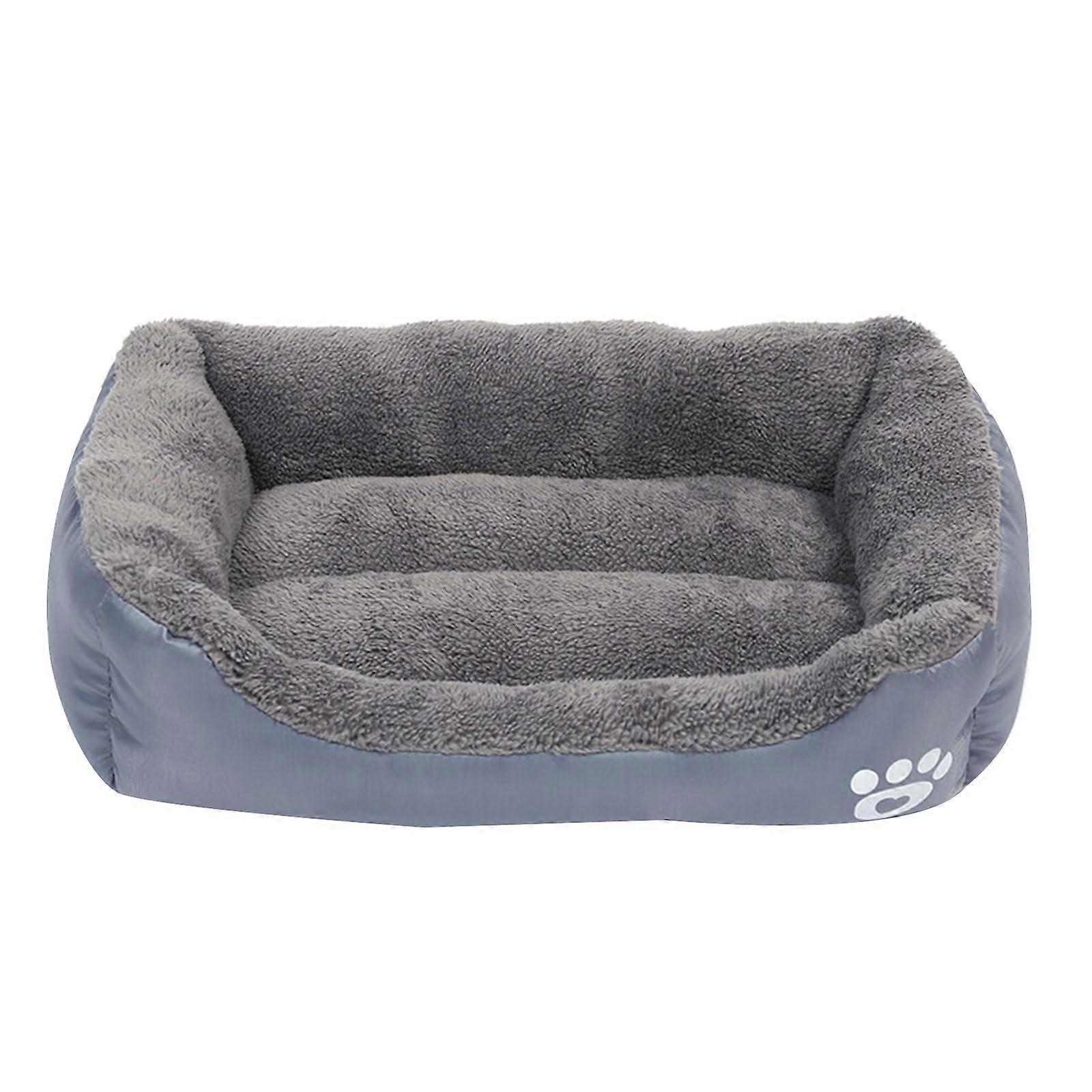 Pet Bed With Plush Furry Cushion For Puppies Gray Dog Sofa Nest