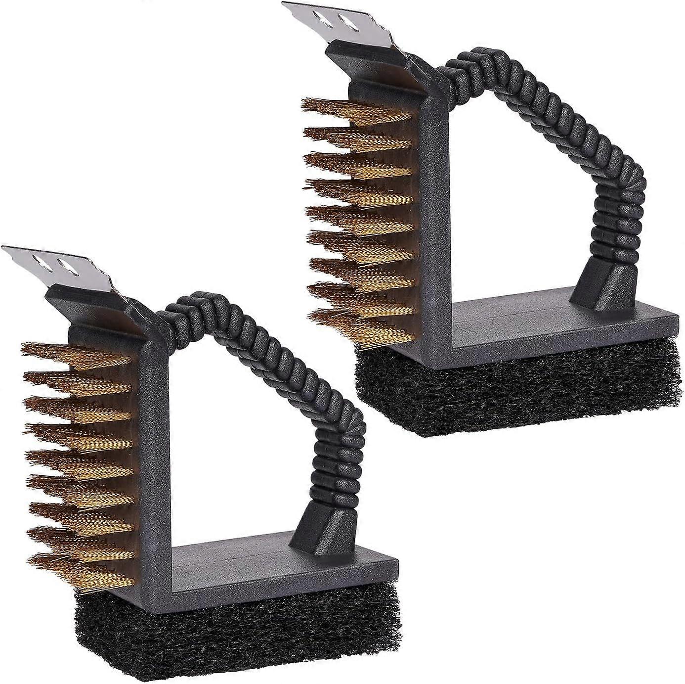 2 Pack Grill Brush and Scraper with Wire Bristles and Bristle