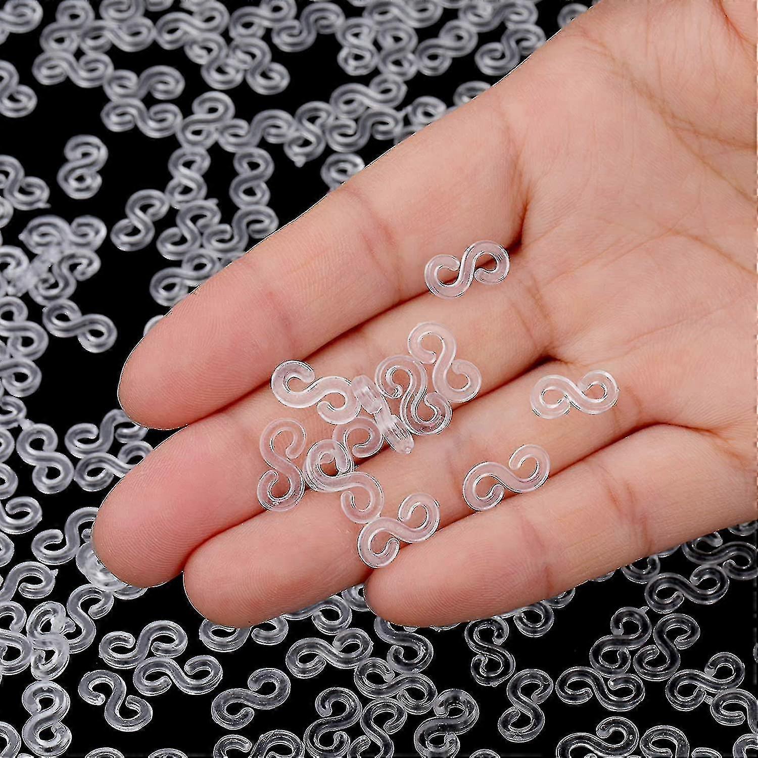 300pcs Clear Plastic S Clips for DIY Loom Bands Connectors