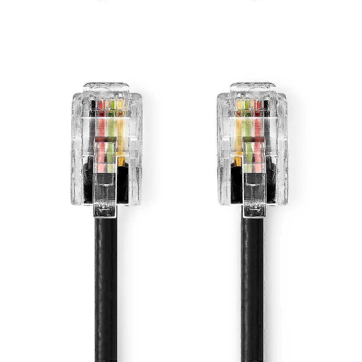 RJ10 Telephone Cable | 5m Length | Twisted Construction | Black Color | Compatible with Standard RJ10 Connectors