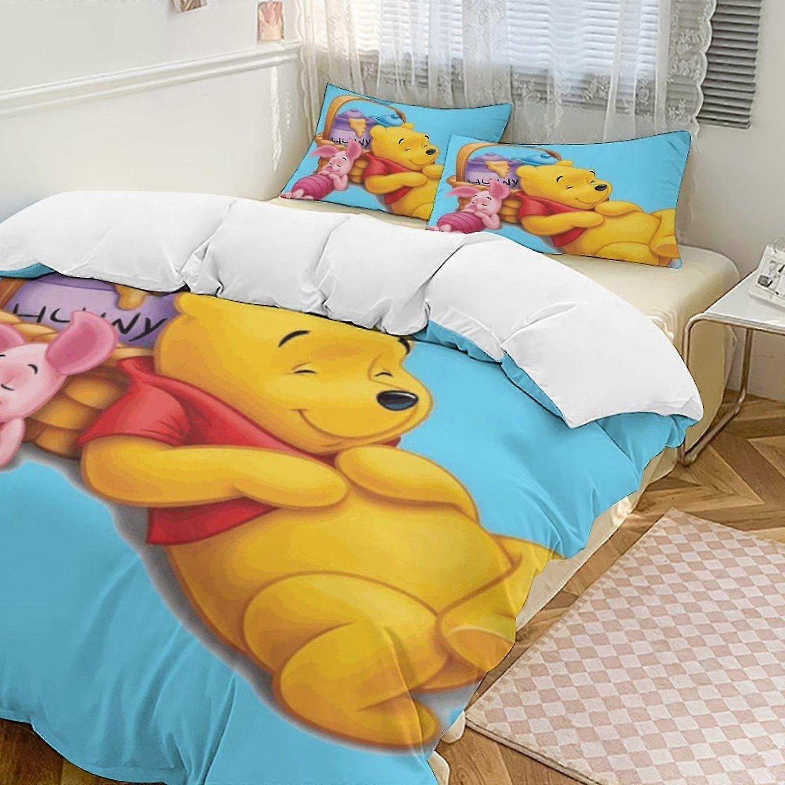 Zm404 Winnie The Pooh 3-Piece Twin Bed Set - Includes 1 Single Comforter And 2 Pillowcases Bedding - Fade Resistant Microfiber - Winnie The Pooh Lc40
