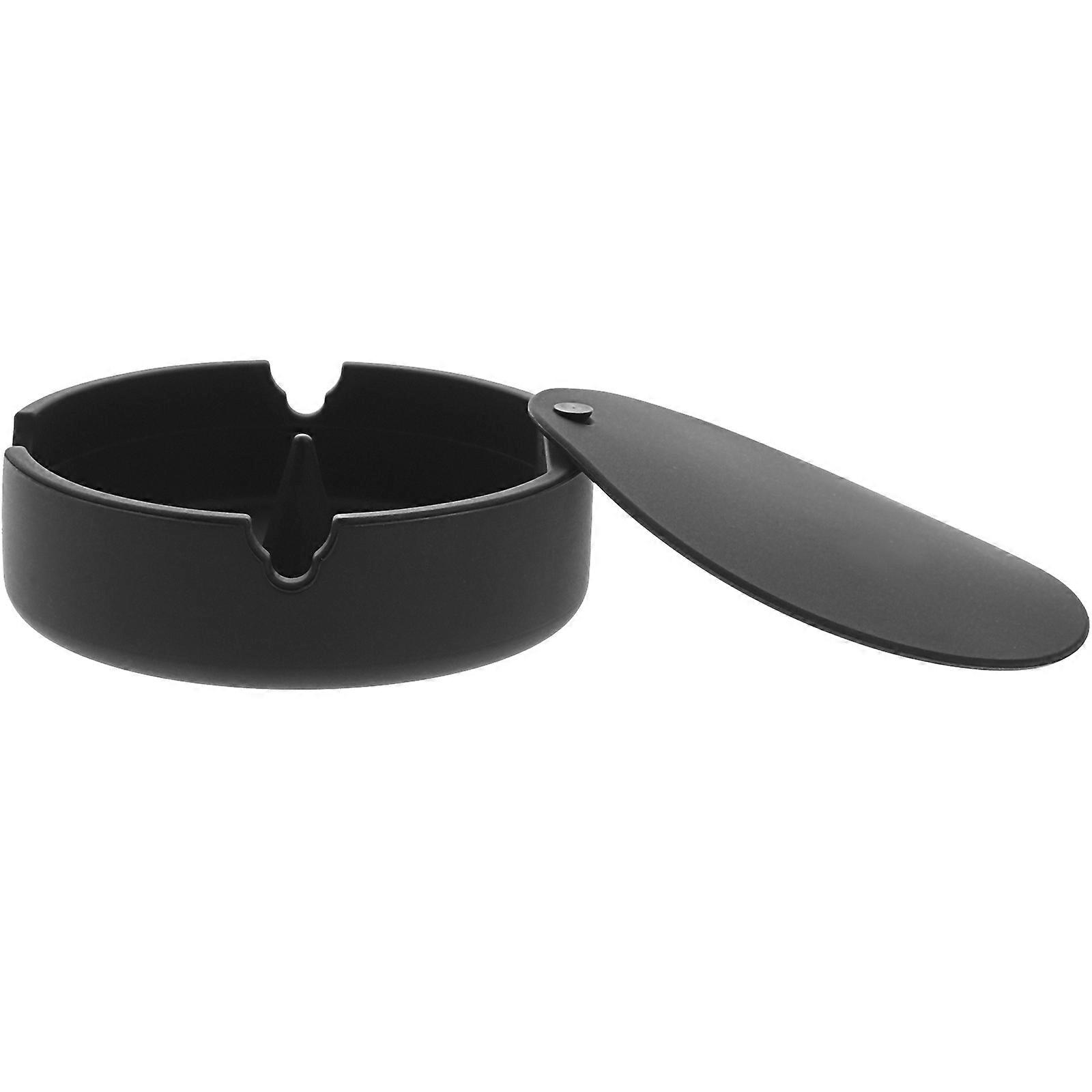 Black Silicone Ashtray for Storage 3Pcs Convenient Lidded Ashtray