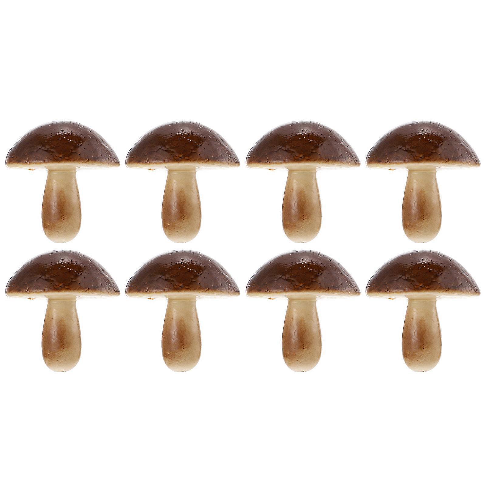 Simulation Mushroom Models Coffee Foam Mushroom Decor for Home 8Pcs Set