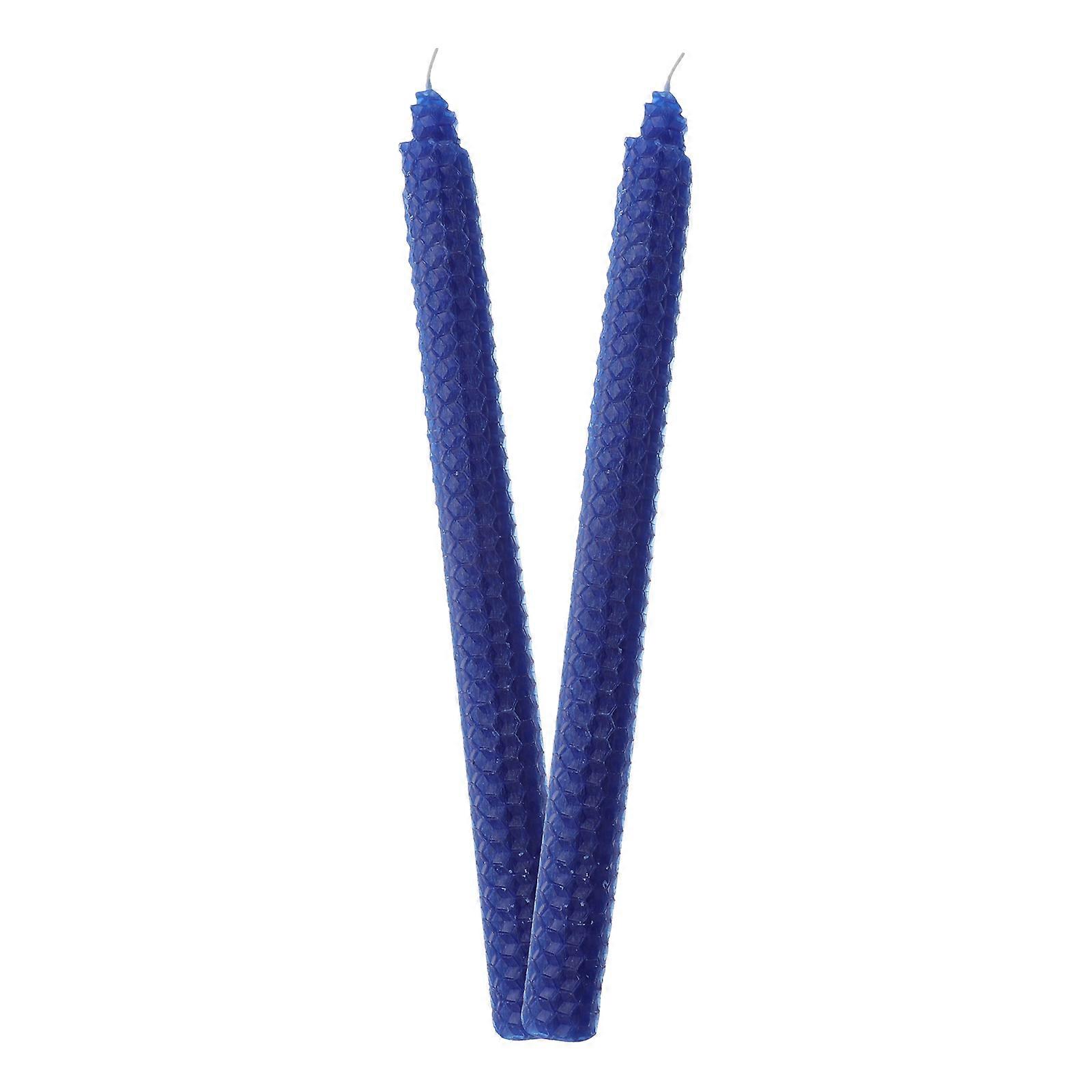 Wax Candle Long Candle for Decoration 2Pcs Navy Handmade
