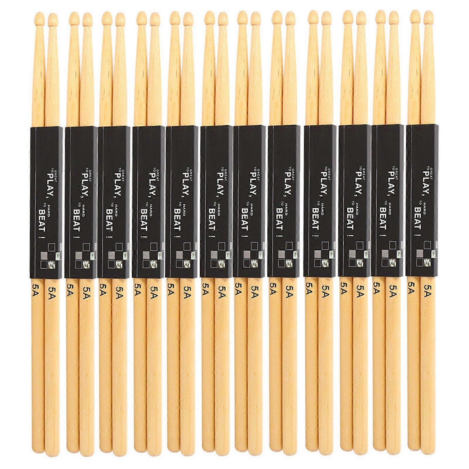 12 Pairs Drumsticks Maple Wood Snare Drum Stick Practice OnStage Performance 5A