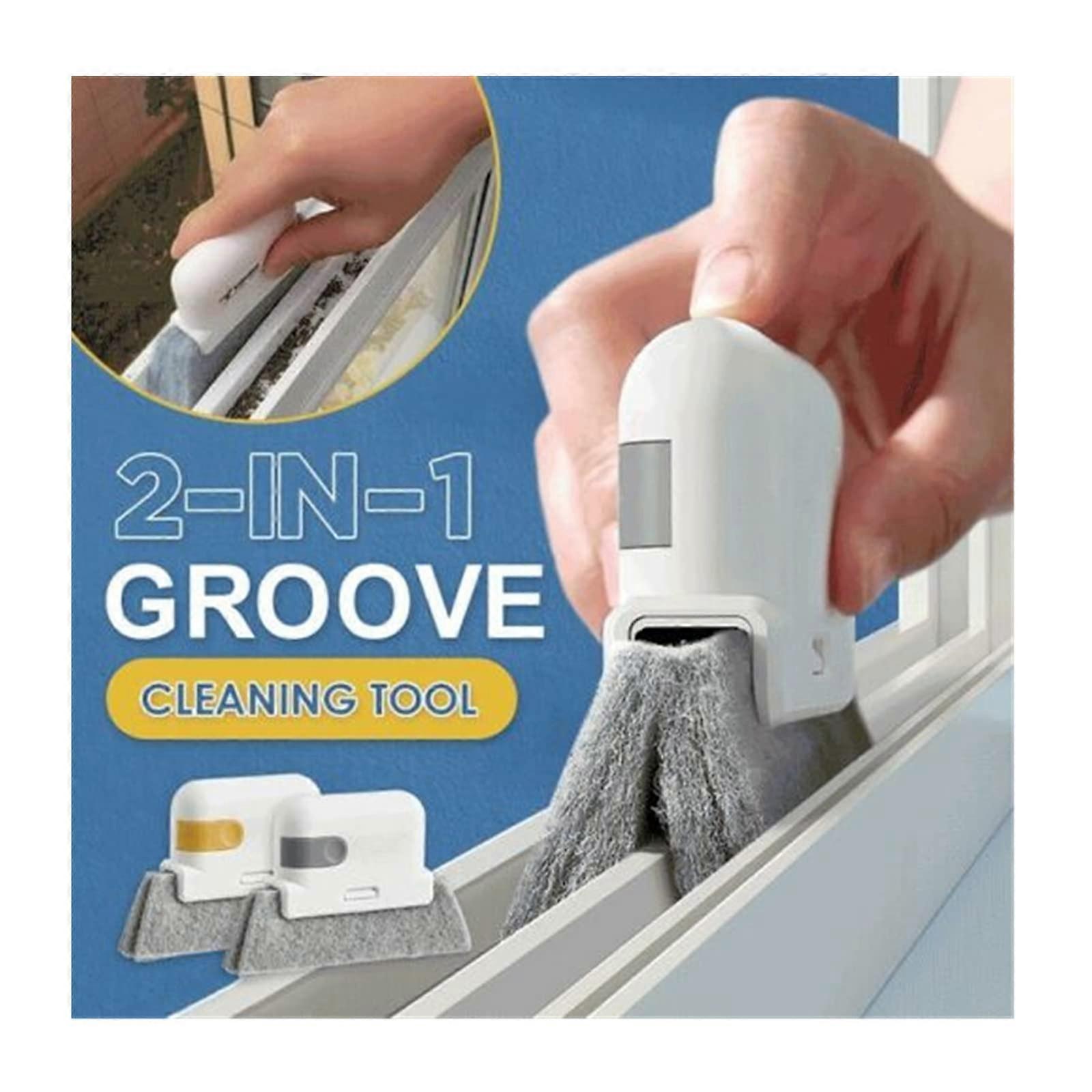 2in1 Groove Cleaning Tool Window Groove Cloth, HandHeld Crevice Cleaner, Magic Window Track Cleaner, Gray