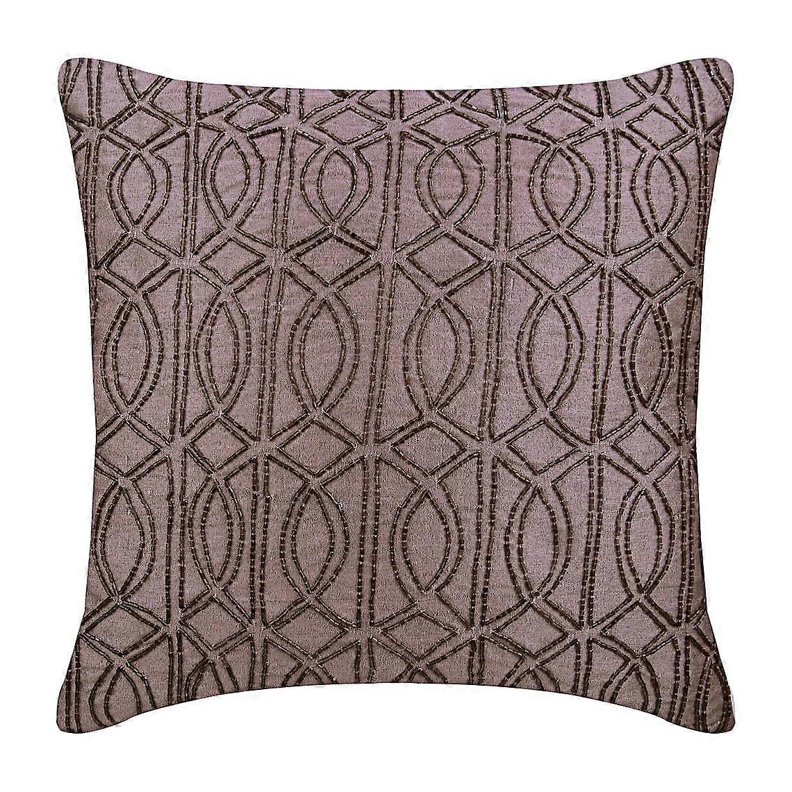 Euro Pillow, Light Plum 26x26 inch, Silk Sham Covers, Geometric Trellis Pattern, Beaded, Modern European Style - The Class Effect