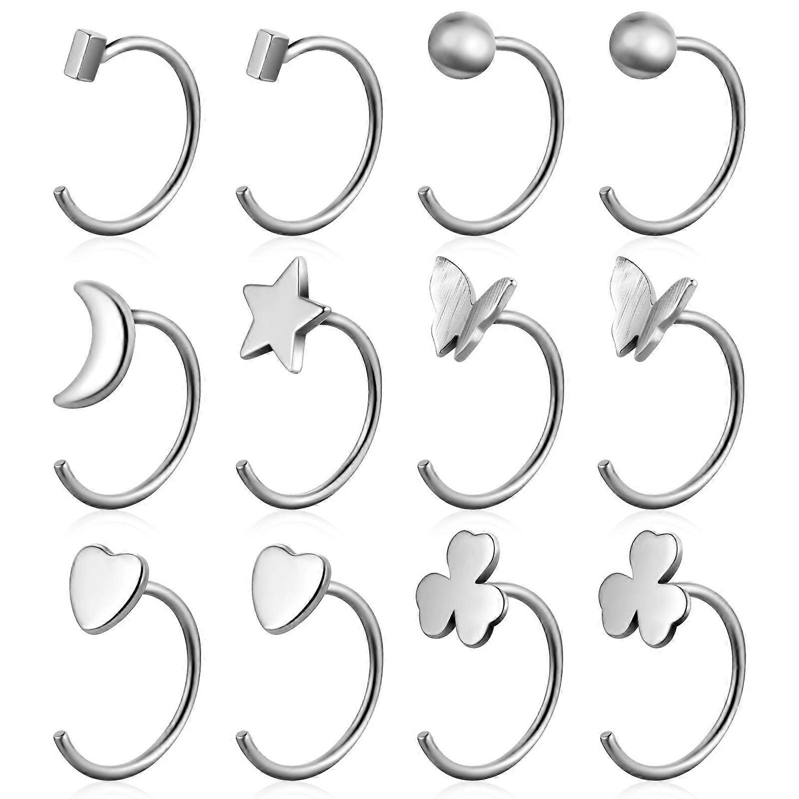 Tiny Earrings Silver Star Shape for Women 18Pairs Stud Earrings