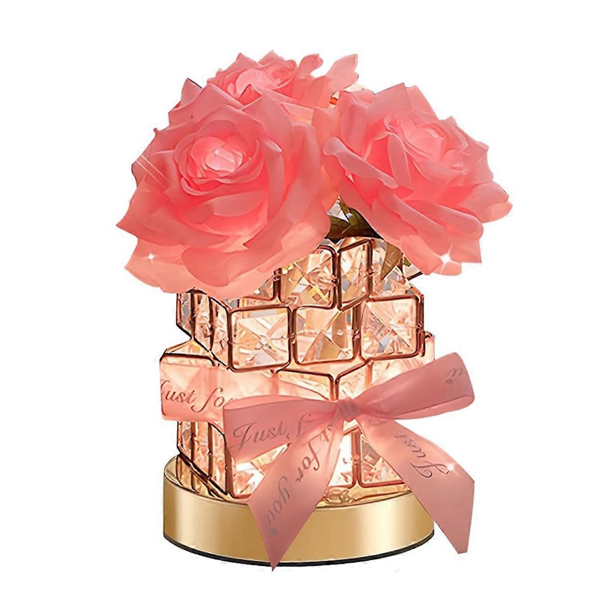 Rose Lamp 3 Colour Infinitely Dimming Battery Powered Small Night Light Rechargeable Cordless Touch