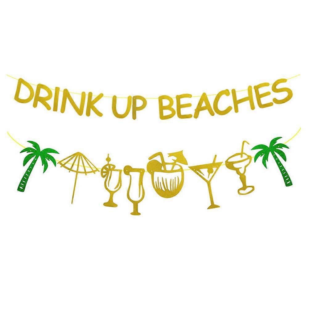 Drink Up Beaches Hawaiian Party Banner for Decoration 2Pcs Assorted Color
