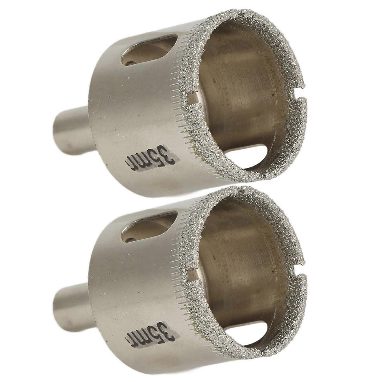 2Pcs Diamond Coated Hole Saw Drill Bits 35mm for Glass Tile