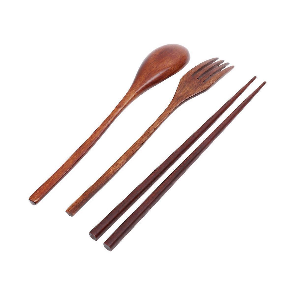 Korean Kitchenware Fork Chopsticks Set Bamboo Material Camping Use Lightweight 23x5x1.5 Cm 3-Piece Set
