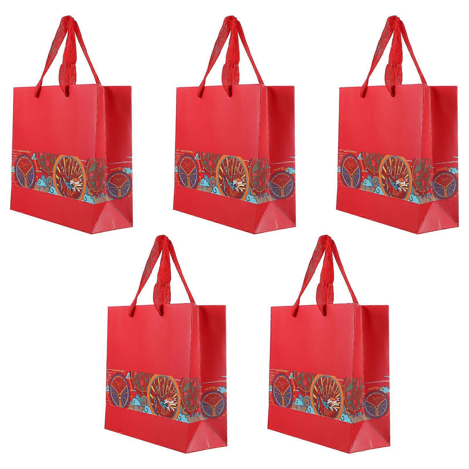 Festival Bag Chinese New Year Celebration Three-dimensional Cutting Red 20x8cm 5Pack