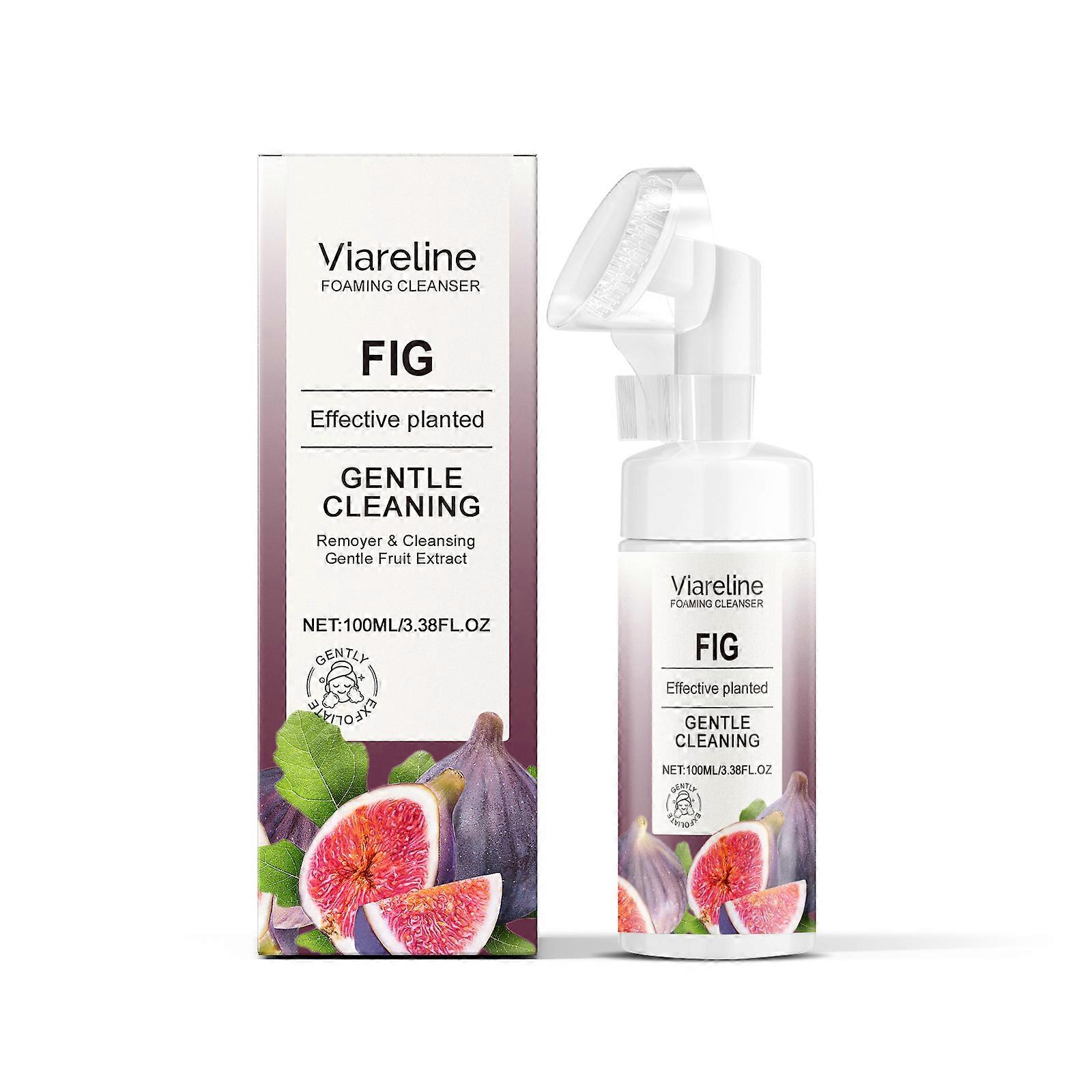 Viareline Fig Foam Cleanser, Creamy Foam Refreshing Face Moisturizing Daily Cleanser