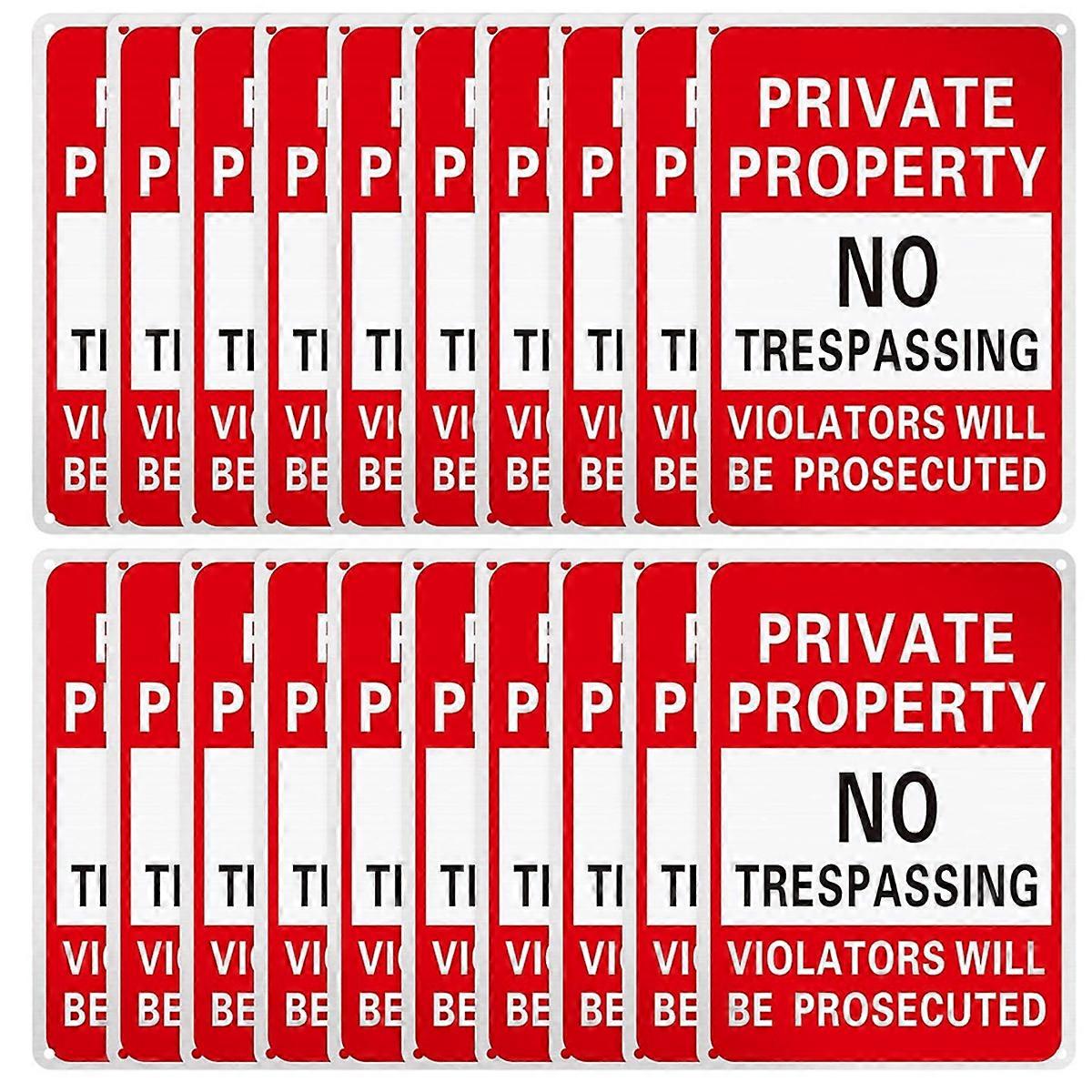 20Pcs Sign Metal Violators Be Prosecuted Sign Bulk Reflective Aluminum Weatherproof Suitable for Ind