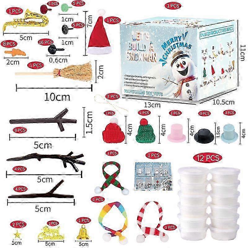 12 pcs diy snowman making kit, creative air-dry modeling clay