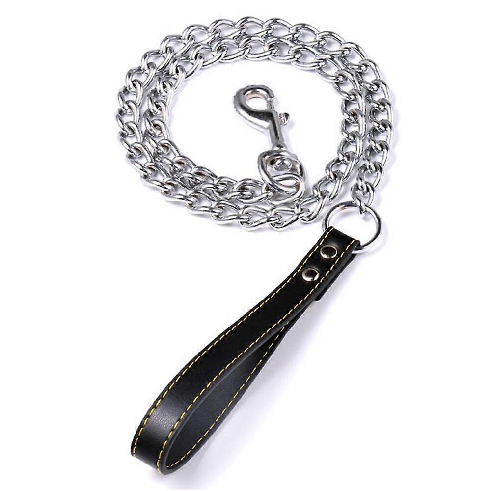Heavy Duty Metal Chain Dog With Leather Style Handle Strong Control-Leash