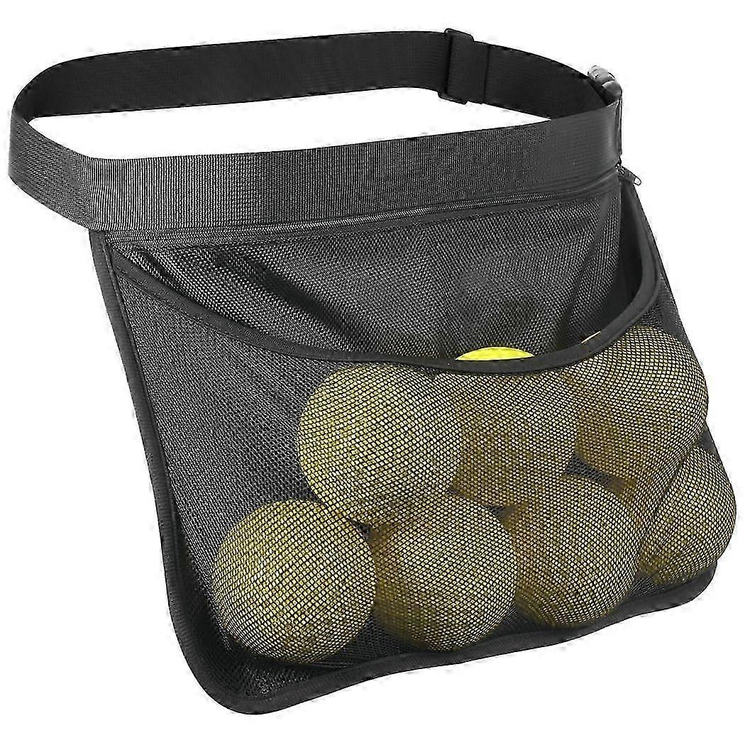Adjustable Tennis Hip Bag with Mesh and Zippered Pockets - Holds 6-8 Balls for Convenient Play