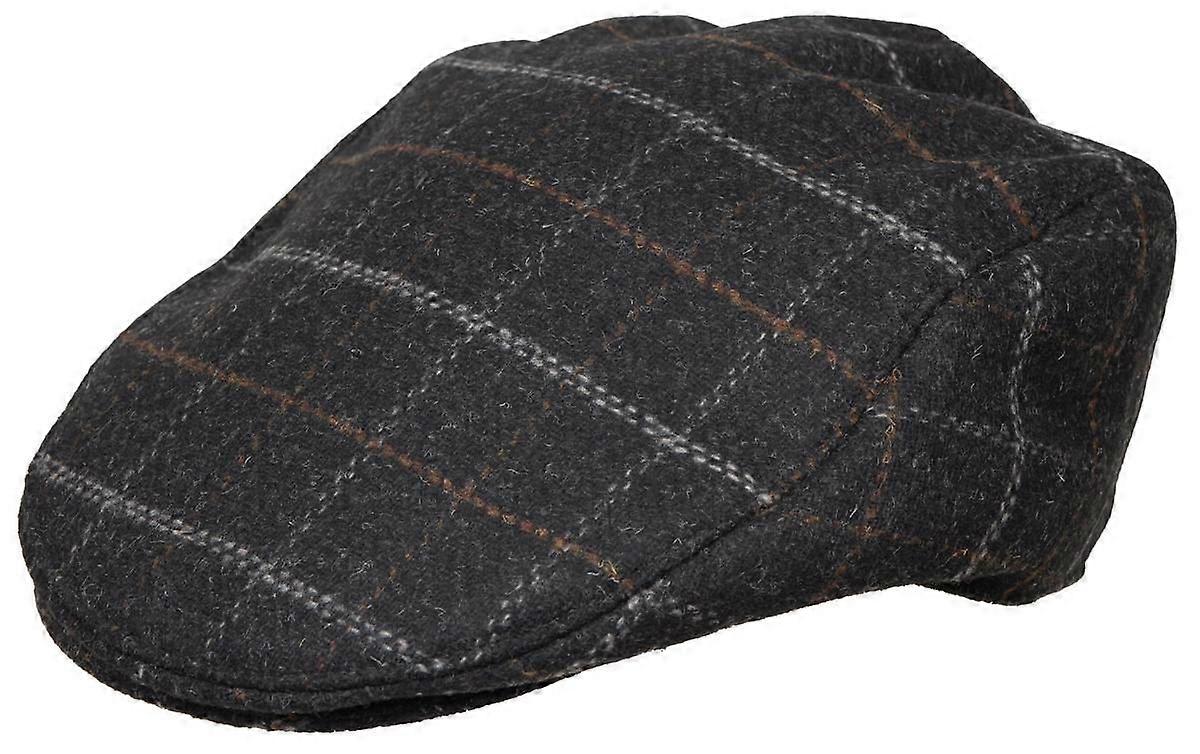 Dents Colliford Check Tweed Flat Cap - Charcoal Grey