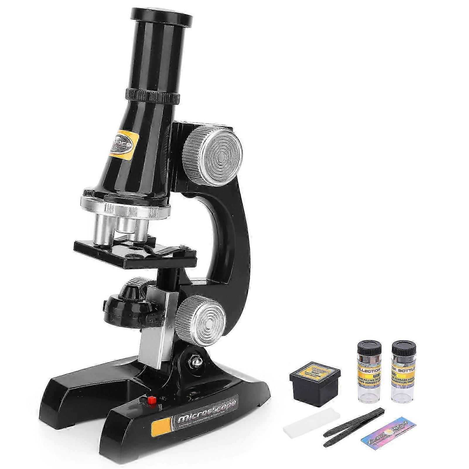 Microscope Kit Laboratory LED Biological Microscope for Home School Educational ToyBlack