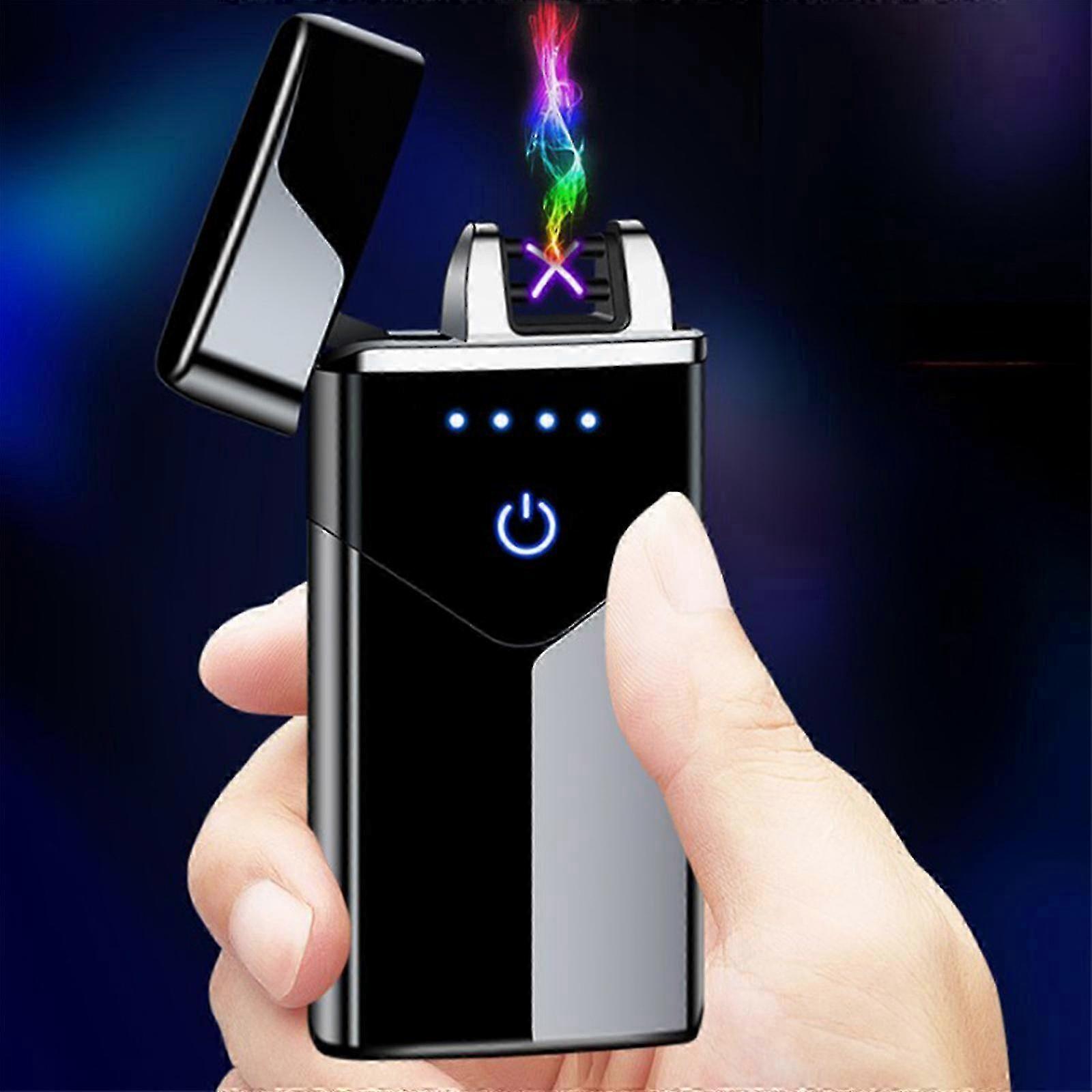 Outdoor Windproof Cylindrical Electric Lighter with Fingerprint Sensor, Type-C Rechargeable,  Electric Lighter Style