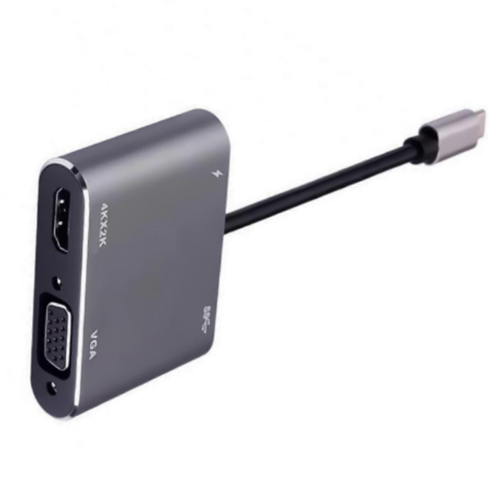 USB C To VGA Adapter 4K@30Hz With 100W Power Delivery And USB 3.0 Data Transfer Suitable For Laptops Smartphones Tablets Multicolor