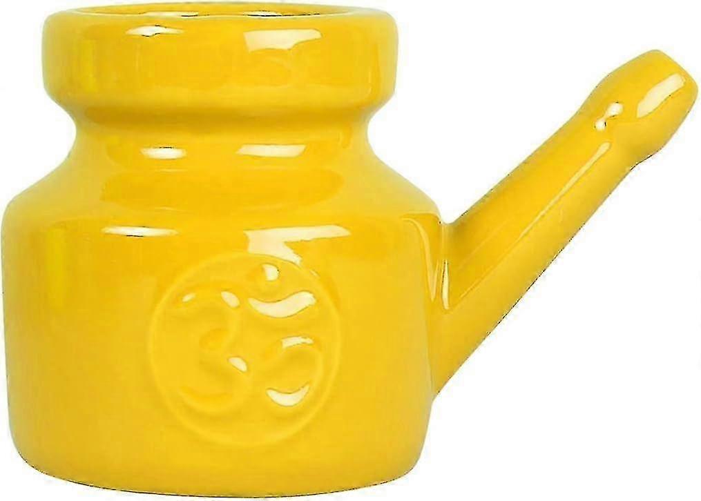 Sinus cleaning pot 350ml - yellow leak-proof ceramic neti pot