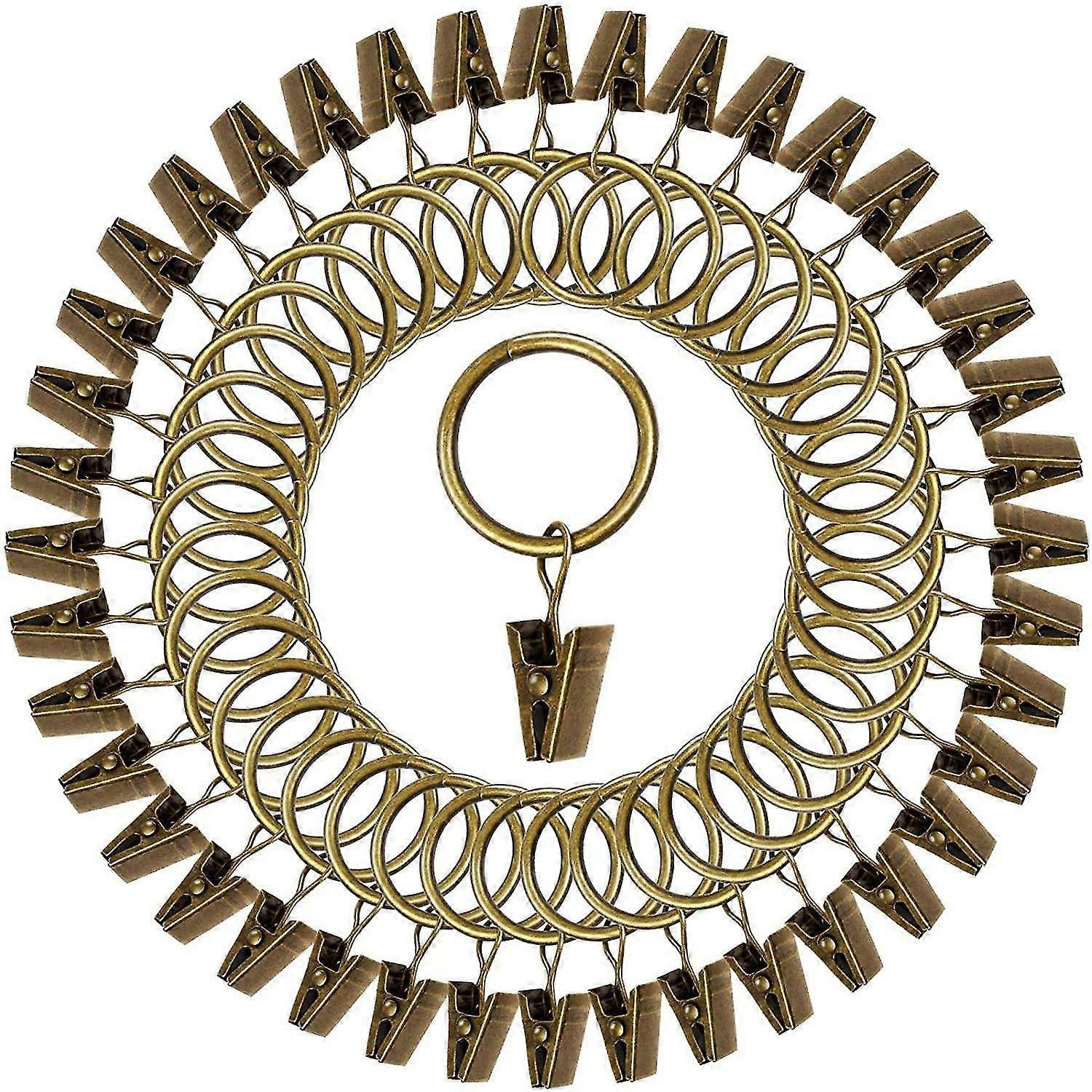 مجموعة من 40 مشبك ستارة عتيق، حلقات ستارة معدنية متينة مقاومة للصدأ مع مشبك