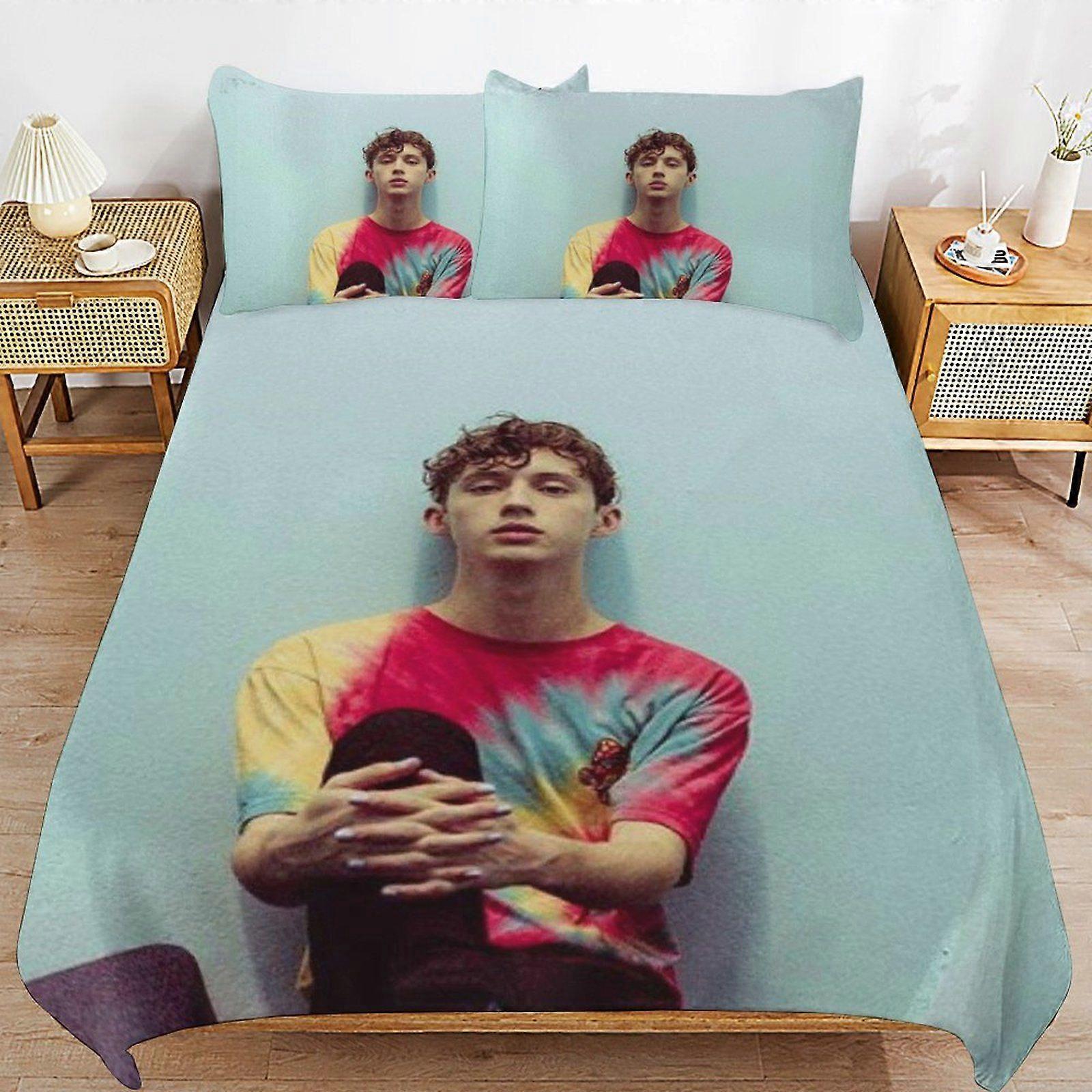 j258 Troye Sivan Durable Stitch Pattern Rest Comfort Feel Breathable Zip Fabric Duvet Cover Sets Nightly k258