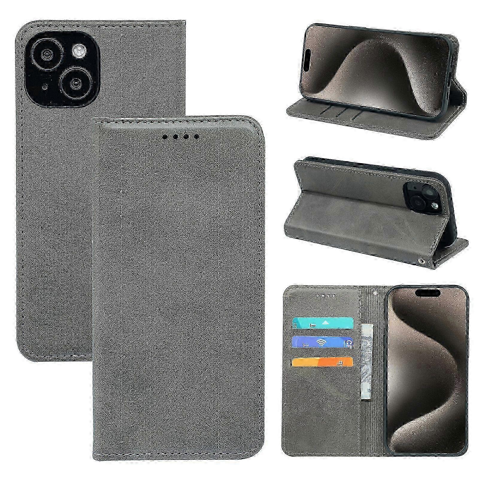 For Apple iPhone Calfskin Magnetic Flip Phone Case blue