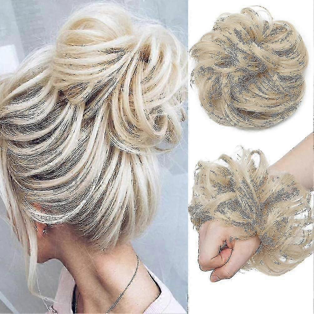 Chignon décoiffé, chouchou, extension de cheveux bouclés et ondulés, chignon synthétique épais pour femmes, accessoire de coiffure queue de cheval, rouge bordeaux - MXBC_yyc
